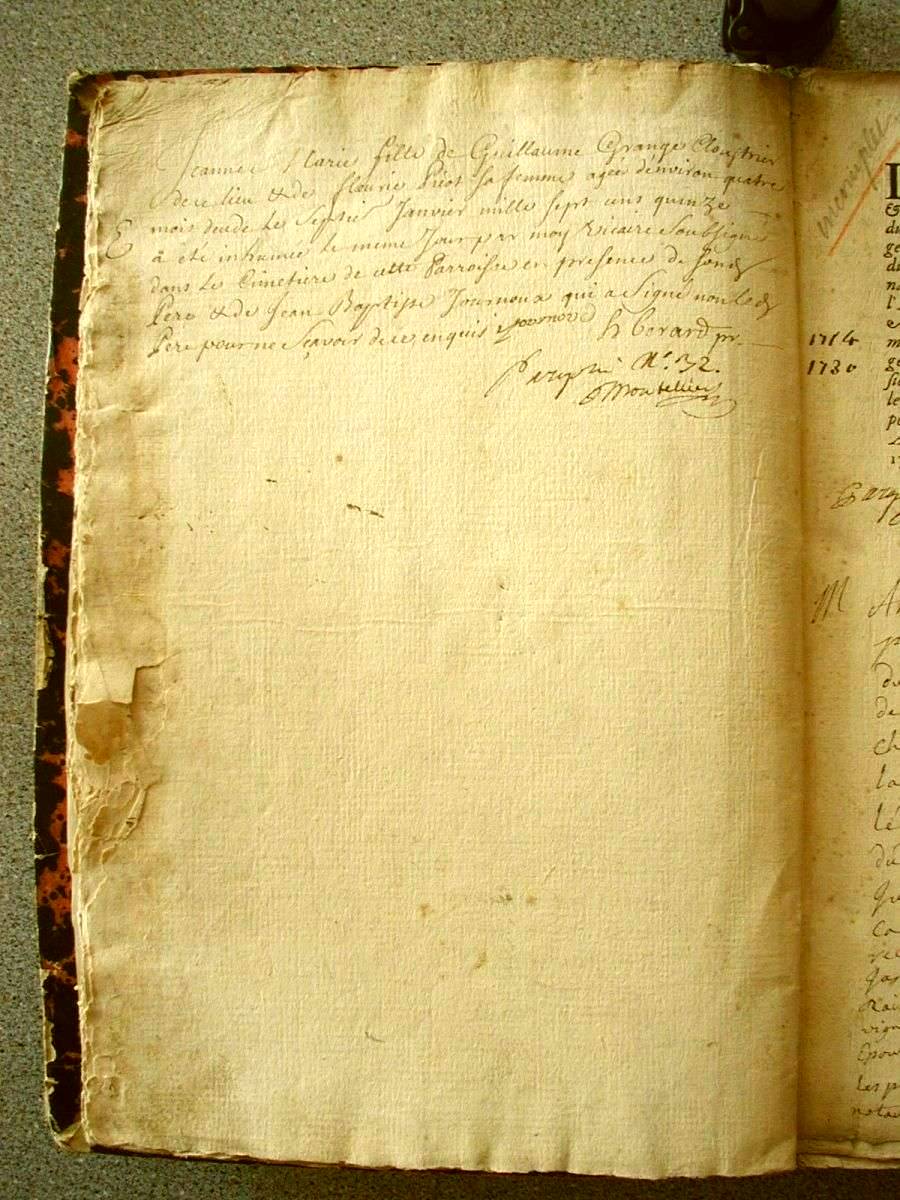 Page du registre